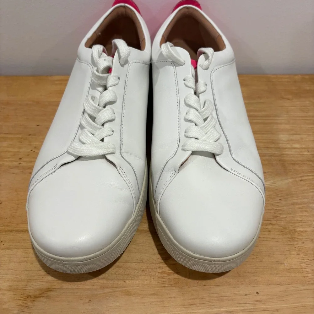 FitFlop‎ Rally Leather Sneakers Women White Pink size 11 Comfort FV9-A58